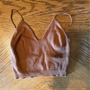 Rusty brown knitted ribbed tank top XS